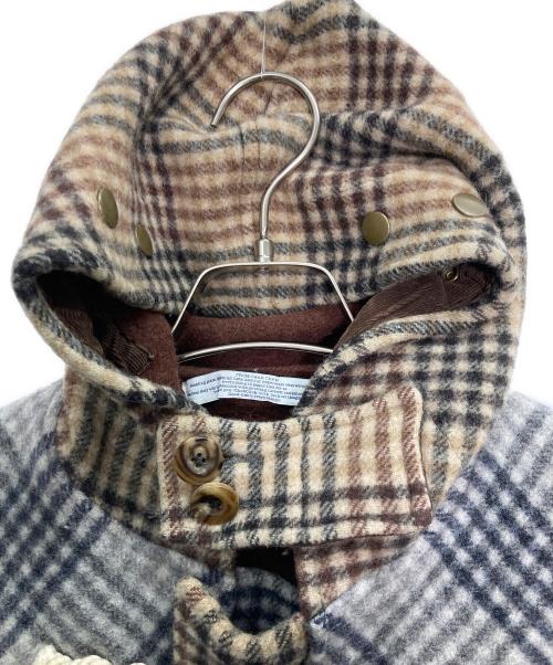 CHAH CHAH（チャーチャー）CHAH CHAH (チャーチャー) CC CRAZY BIG DUFFLE COAT グレー×ベージュ サイズ:Lの古着・服飾アイテム