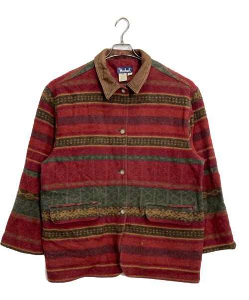 WOOLRICH（ウールリッチ）WOOLRICH (ウールリッチ) ウールジャケット レッド×イエロー×グリーン ネイティブ柄 サイズ:Lの古着・服飾アイテム