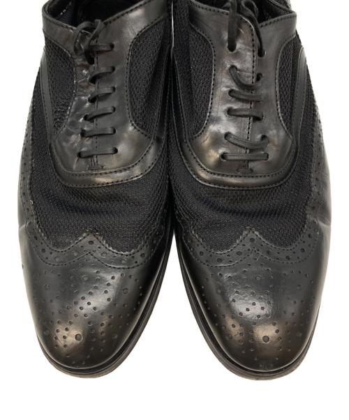 ALEXANDER McQUEEN（アレキサンダーマックイーン）ALEXANDER McQUEEN (アレキサンダーマックイーン) メッシュ切替ウィングチップシューズ ブラック サイズ:SIZE43の古着・服飾アイテム