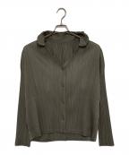 PLEATS PLEASEプリーツプリーズ）の古着「プリーツジャケットパターンカーディガン」｜ベージュ