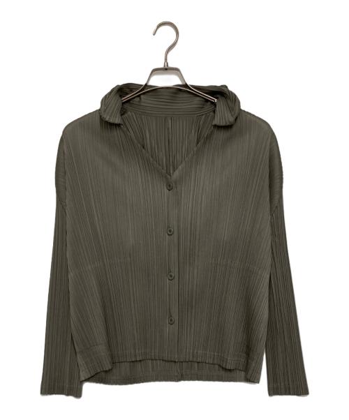 PLEATS PLEASE（プリーツプリーズ）PLEATS PLEASE (プリーツプリーズ) プリーツジャケットパターンカーディガン ベージュ サイズ:3の古着・服飾アイテム