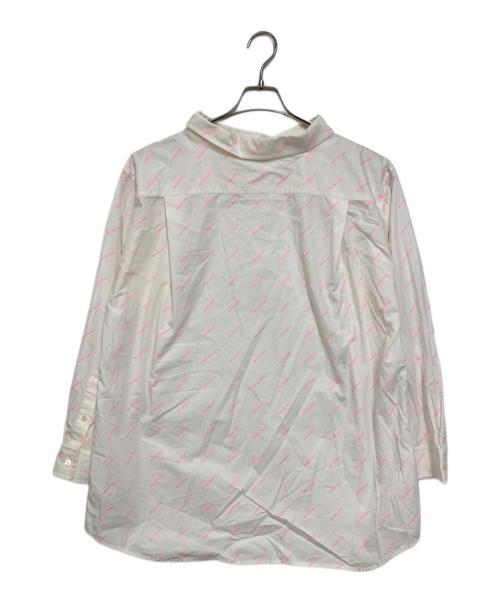 BALENCIAGA（バレンシアガ）BALENCIAGA (バレンシアガ) ロゴプリントポプリンプルオーバー ホワイト×ピンク サイズ:36の古着・服飾アイテム