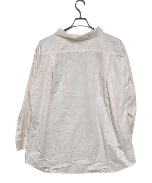 BALENCIAGA（バレンシアガ）BALENCIAGA (バレンシアガ) ロゴプリントポプリンプルオーバー ホワイト×ピンク サイズ:36の古着・服飾アイテム