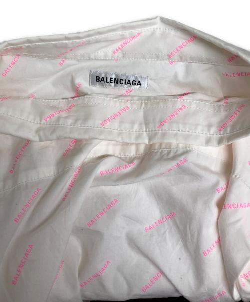 BALENCIAGA（バレンシアガ）BALENCIAGA (バレンシアガ) ロゴプリントポプリンプルオーバー ホワイト×ピンク サイズ:36の古着・服飾アイテム