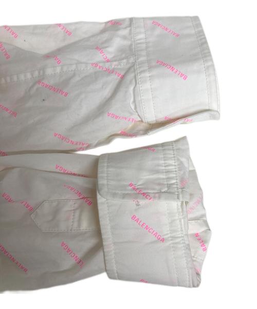 BALENCIAGA（バレンシアガ）BALENCIAGA (バレンシアガ) ロゴプリントポプリンプルオーバー ホワイト×ピンク サイズ:36の古着・服飾アイテム