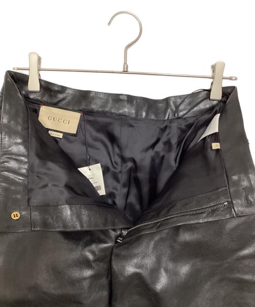 GUCCI（グッチ）GUCCI (グッチ) カウレザーテーパードトラウザー ブラック サイズ:42の古着・服飾アイテム