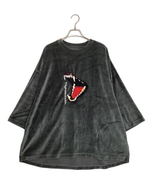 TIGHTBOOTH PRODUCTION（タイトブースプロダクション）TIGHTBOOTH PRODUCTION (タイトブースプロダクション) BITE VELOUR 3/4 SLEEVE TEE/バイト ベロア スリークォーター スリーブティー グレー サイズ:XLの古着・服飾アイテム