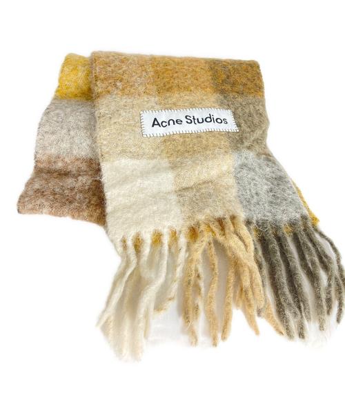 Acne studios（アクネ ストゥディオズ）ACNE STUDIOS (アクネ ストゥディオズ) モヘアチェックスカーフ ベージュ×グレーの古着・服飾アイテム