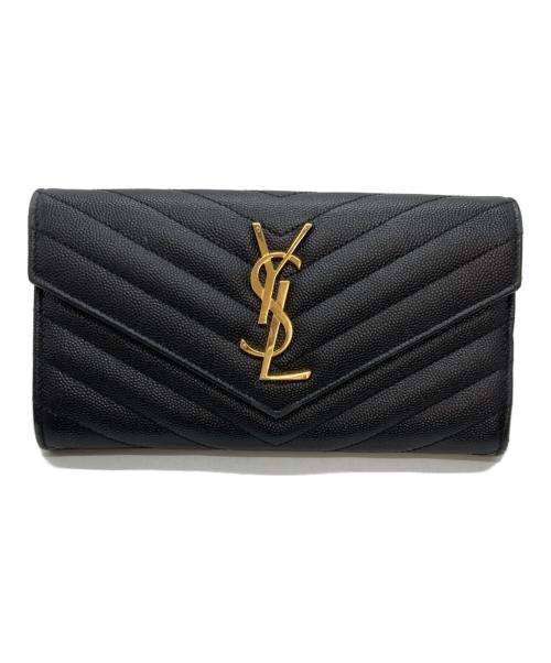 Saint Laurent Paris（サンローランパリ）Saint Laurent Paris (サンローランパリ) マトラッセ ラージ フラップウォレット ブラックの古着・服飾アイテム