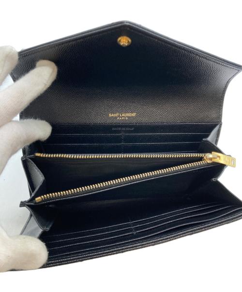 Saint Laurent Paris（サンローランパリ）Saint Laurent Paris (サンローランパリ) マトラッセ ラージ フラップウォレット ブラックの古着・服飾アイテム