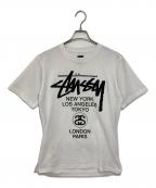 stussyステューシー）の古着「90’ｓ ワールドツアーメッシュカットソー」｜ホワイト