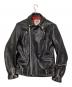 666 LEATHER WEAR（666レザーウェア）の古着「サイドベルト ライダースジャケット -ロング-」｜ブラック