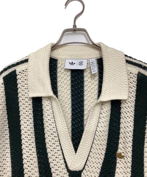 adidas（アディダス）adidas (アディダス) CLOT (クロット) CLOT PIQUE POLO BY EDISON CHEN / クロット ピケポロ バイ エディソンチャン ベージュ×グリーン サイズ:３XLの古着・服飾アイテム