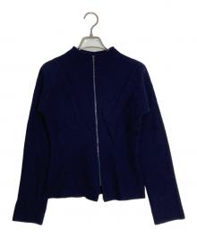 yohji yamamoto+noir（ヨウジヤマモトプリュスノアール）の古着「ジップアップ ウールニット タイトブルゾン」｜ネイビー