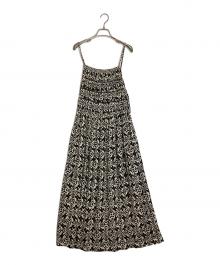 sara mallika（サラマリカ）の古着「Cotton Lurex Ripple Print Cami Dress」｜ブラック×アイボリー