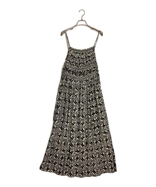 sara mallika（サラマリカ）sara mallika (サラマリカ) Cotton Lurex Ripple Print Cami Dress ブラック×アイボリー サイズ:不明の古着・服飾アイテム