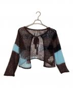 sodukスドーク）の古着「patchwork knit cardigan/パッチワーク ニット カーディガン」｜ブルー×ブラウン