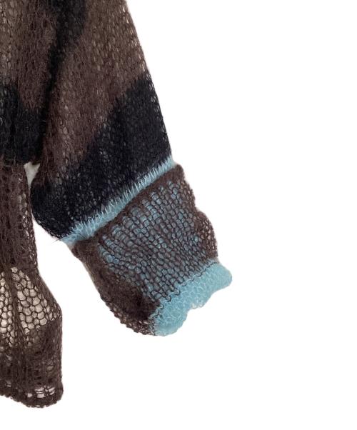 soduk（スドーク）soduk (スドーク) patchwork knit cardigan/パッチワーク ニット カーディガン ブルー×ブラウン サイズ:不明の古着・服飾アイテム