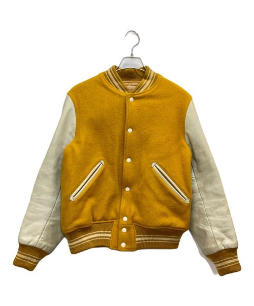 THE REAL McCOY'S（ザ・リアルマッコイズ）THE REAL McCOY'S (ザ・リアルマッコイズ) 袖レザースタジャン イエロー×ベージュ サイズ:38の古着・服飾アイテム