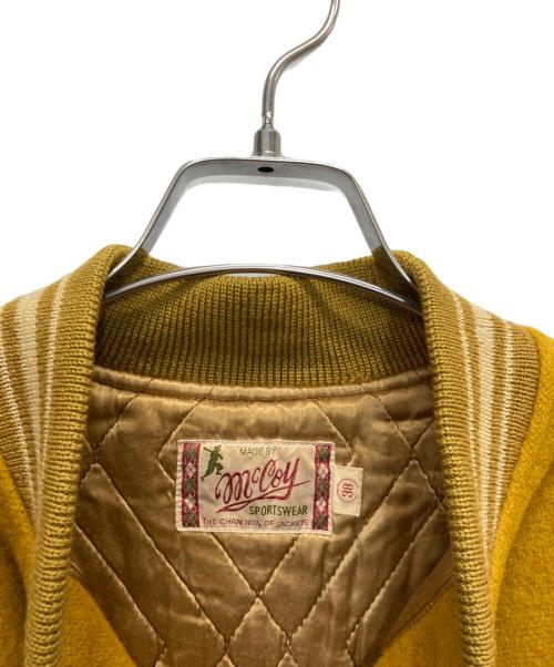 THE REAL McCOY'S（ザ・リアルマッコイズ）THE REAL McCOY'S (ザ・リアルマッコイズ) 袖レザースタジャン イエロー×ベージュ サイズ:38の古着・服飾アイテム