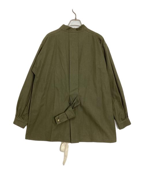 Yo's Yo（ヨーズヨー）Yo's Yo (ヨーズヨー) ヘリンボーンバンドカラーシャツ カーキ サイズ:Mの古着・服飾アイテム