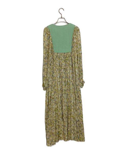 ne quittez pas（ヌキテパ）ne quittez pas (ヌキテパ) 切替ワンピース グリーン×イエロー サイズ:Freeの古着・服飾アイテム
