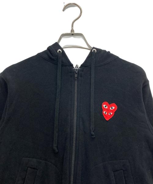 PLAY COMME des GARCONS（プレイコムデギャルソン）PLAY COMME des GARCONS (プレイコムデギャルソン) Double Red Heart Hoodie ブラック サイズ:Ｍの古着・服飾アイテム