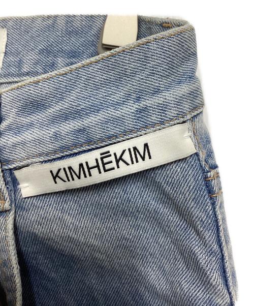 Kimhekim（キムヘキム）Kimhekim (キムヘキム) パールデザインカーブワイドデニム ブルー サイズ:23の古着・服飾アイテム
