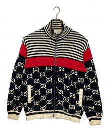 GUCCI（グッチ）の古着「GG HIGH NECK KNIT ZIP CARDIGAN」｜ネイビー