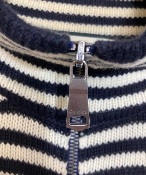 GUCCI（グッチ）GUCCI (グッチ) GG HIGH NECK KNIT ZIP CARDIGAN ネイビー サイズ:Mの古着・服飾アイテム