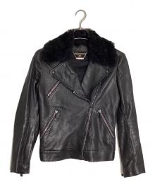ALEXANDER McQUEEN（アレキサンダーマックイーン）の古着「襟ファーダブルライダースジャケット」｜ブラック