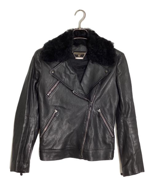 ALEXANDER McQUEEN（アレキサンダーマックイーン）ALEXANDER McQUEEN (アレキサンダーマックイーン) 襟ファーダブルライダースジャケット ブラック サイズ:38の古着・服飾アイテム