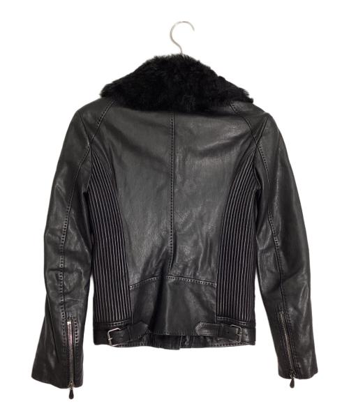 ALEXANDER McQUEEN（アレキサンダーマックイーン）ALEXANDER McQUEEN (アレキサンダーマックイーン) 襟ファーダブルライダースジャケット ブラック サイズ:38の古着・服飾アイテム