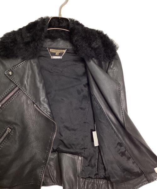 ALEXANDER McQUEEN（アレキサンダーマックイーン）ALEXANDER McQUEEN (アレキサンダーマックイーン) 襟ファーダブルライダースジャケット ブラック サイズ:38の古着・服飾アイテム