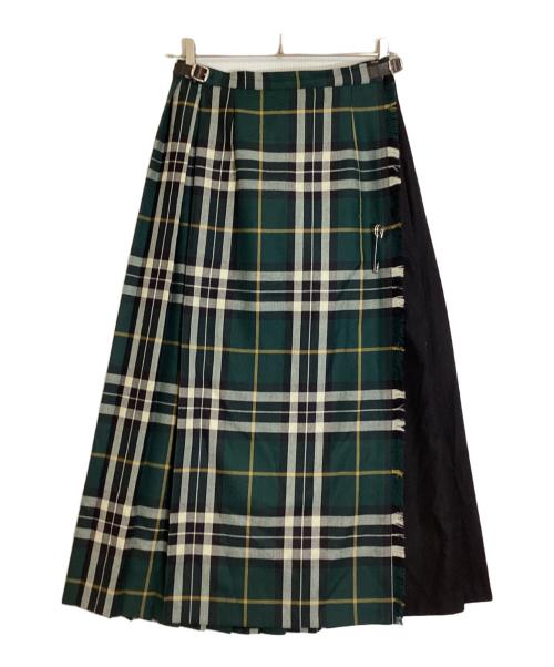 O'NEIL OF DUBLIN（オニールオブダブリン）O'NEIL OF DUBLIN (オニールオブダブリン) チェックラップスカート グリーン×ブラック サイズ:38の古着・服飾アイテム