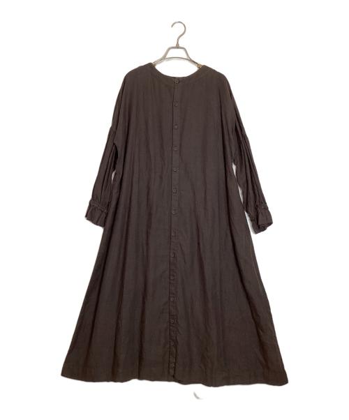 nest Robe（ネストローブ）nest Robe (ネストローブ) リネンパフスリーブ2WAYワンピース ブラウン サイズ:FREEの古着・服飾アイテム
