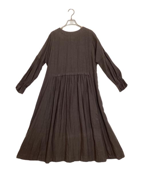 nest Robe（ネストローブ）nest Robe (ネストローブ) リネンパフスリーブ2WAYワンピース ブラウン サイズ:FREEの古着・服飾アイテム