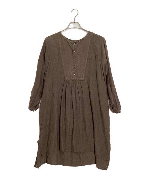 nest Robe（ネストローブ）nest Robe (ネストローブ) リネンラグランシームブザムチュニック ブラウン サイズ:freeの古着・服飾アイテム