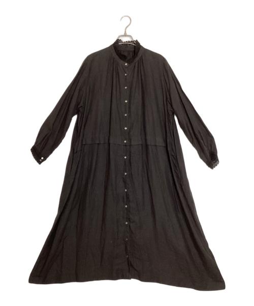 nest Robe（ネストローブ）nest Robe (ネストローブ) 2wayレース装飾ロングシャツワンピース ブラック サイズ:FREEの古着・服飾アイテム