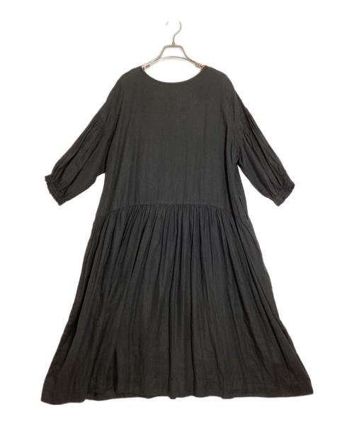 nest Robe（ネストローブ）nest Robe (ネストローブ) ヘンプバルーンスリーブワンピース ブラック サイズ:FREEの古着・服飾アイテム