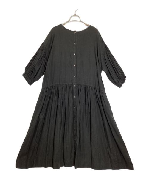 nest Robe（ネストローブ）nest Robe (ネストローブ) ヘンプバルーンスリーブワンピース ブラック サイズ:FREEの古着・服飾アイテム
