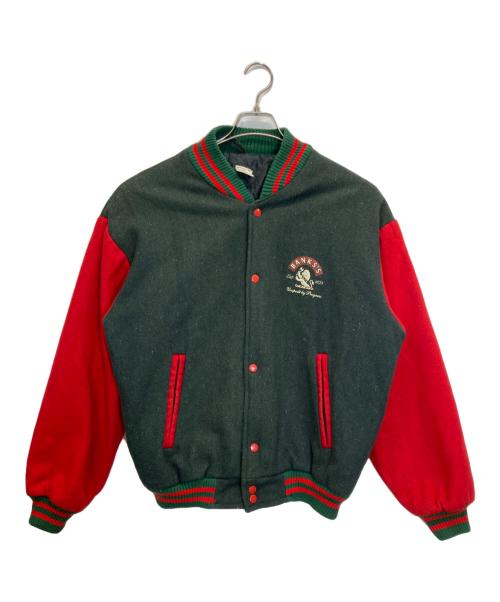 USED（USED）USED (USED) ウールヴァーシティジャケット グリーン×レッド サイズ:XLの古着・服飾アイテム