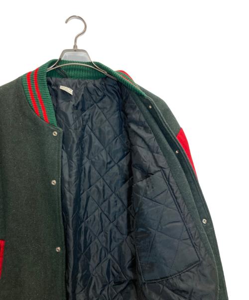 USED（USED）USED (USED) ウールヴァーシティジャケット グリーン×レッド サイズ:XLの古着・服飾アイテム