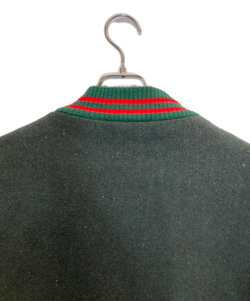 USED（USED）USED (USED) ウールヴァーシティジャケット グリーン×レッド サイズ:XLの古着・服飾アイテム