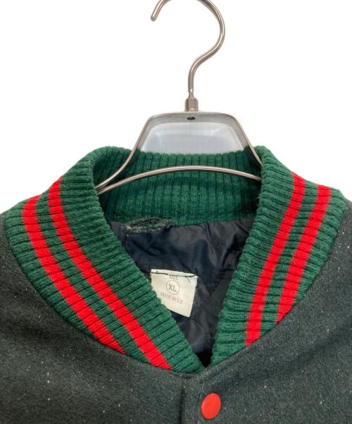 USED（USED）USED (USED) ウールヴァーシティジャケット グリーン×レッド サイズ:XLの古着・服飾アイテム