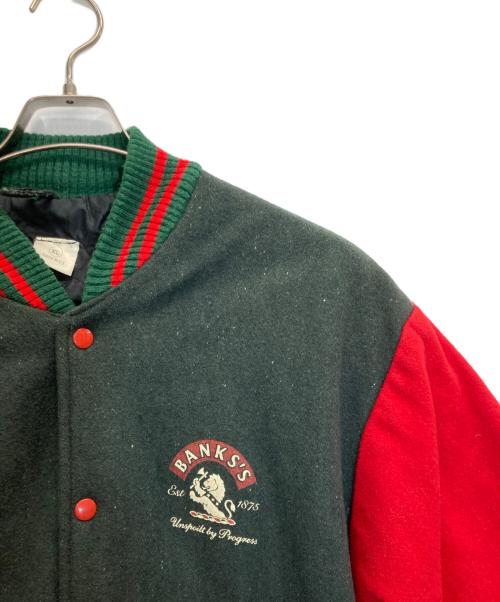 USED（USED）USED (USED) ウールヴァーシティジャケット グリーン×レッド サイズ:XLの古着・服飾アイテム