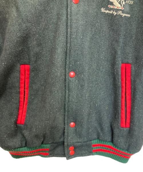 USED（USED）USED (USED) ウールヴァーシティジャケット グリーン×レッド サイズ:XLの古着・服飾アイテム