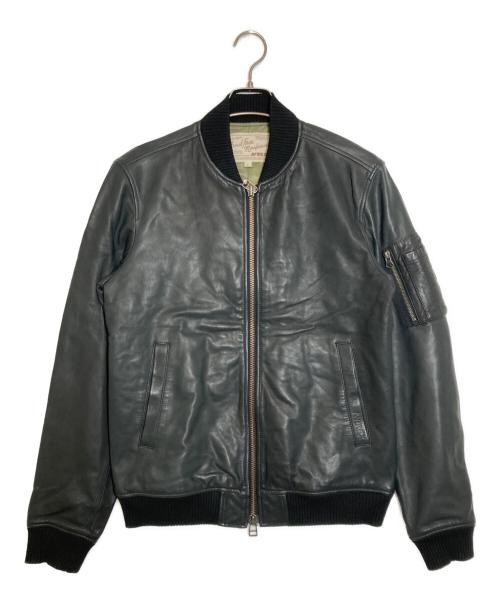 AVIREX（アヴィレックス）AVIREX (アヴィレックス) SOFT LAMB MA-1 TYPE Leather Jacket ブラック サイズ:Lの古着・服飾アイテム