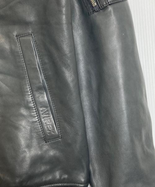 AVIREX（アヴィレックス）AVIREX (アヴィレックス) SOFT LAMB MA-1 TYPE Leather Jacket ブラック サイズ:Lの古着・服飾アイテム