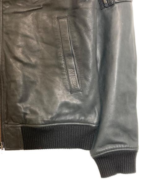 AVIREX（アヴィレックス）AVIREX (アヴィレックス) SOFT LAMB MA-1 TYPE Leather Jacket ブラック サイズ:Lの古着・服飾アイテム